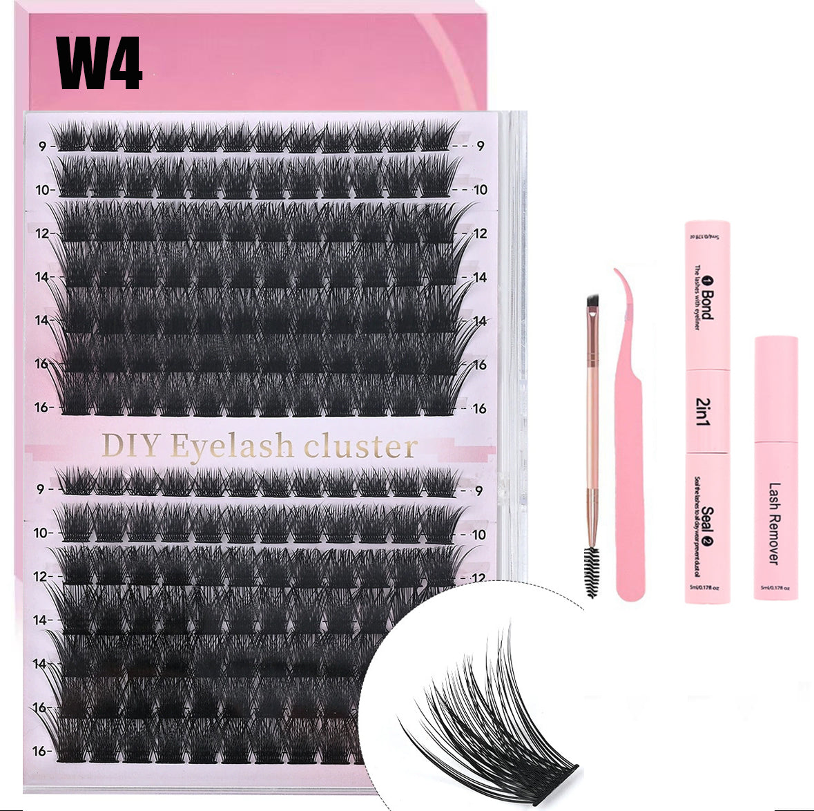 DIY Lash Extension Kit 168pcs Individual Lashes Clusters D Curl Lash Clusters,0.07D-9-16MM Kit